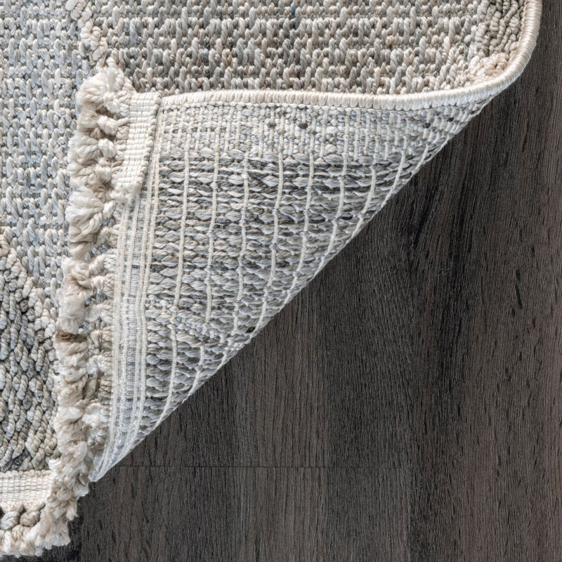 Geometric Grey White Area Rug, 6'7'' X 9'10''