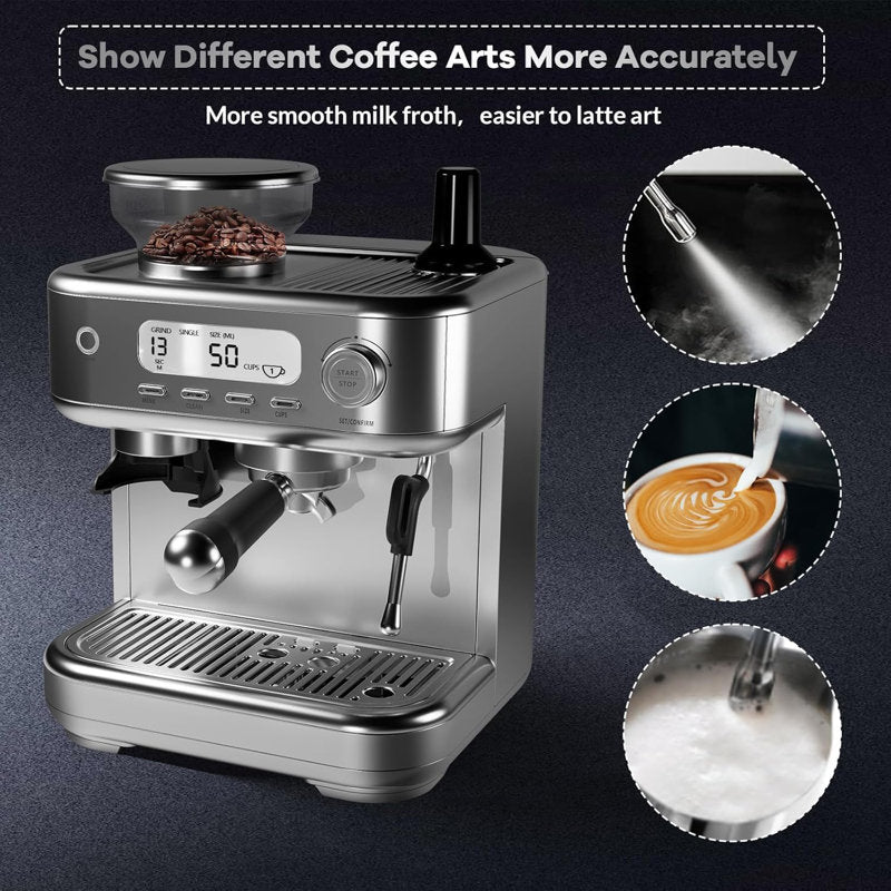 Kazoo 15-bar Espresso Machine with PID Temperature Control and Smart LCD Screen