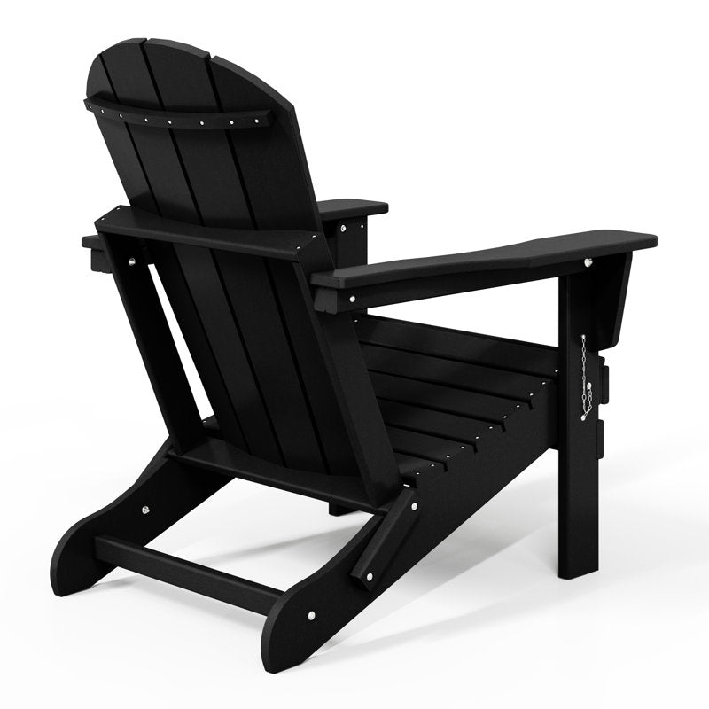 Chaise Adirondack pliante d'extérieur Shawnna résistante aux intempéries, noire 