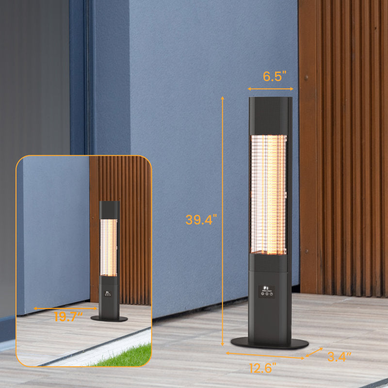 1500W electric patio heater with remote control, 5 power settings, 24-hour timer