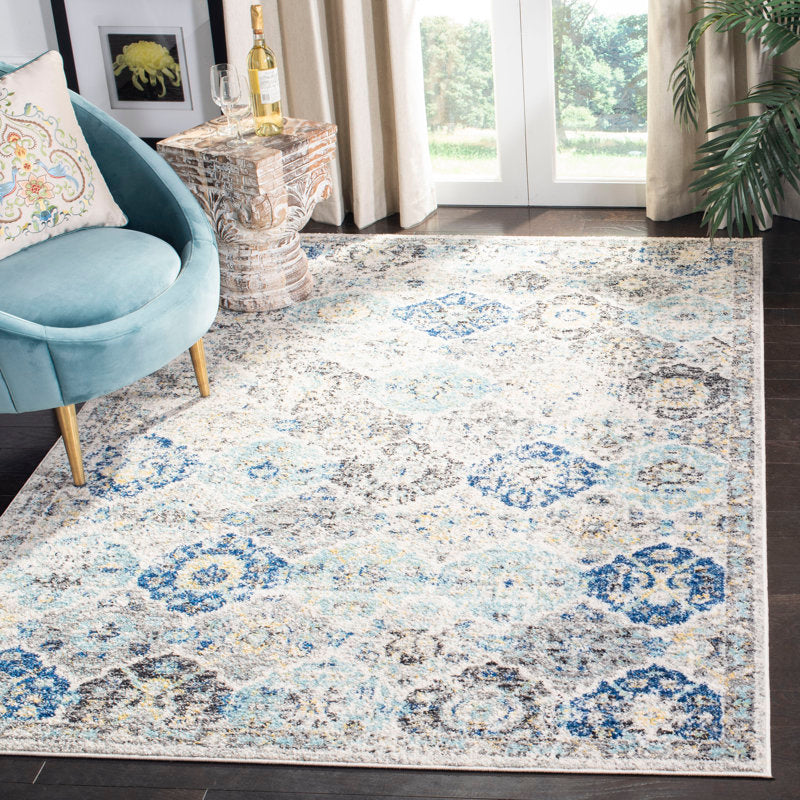 Tapis oriental ivoire / turquoise Felty 8x10 ft