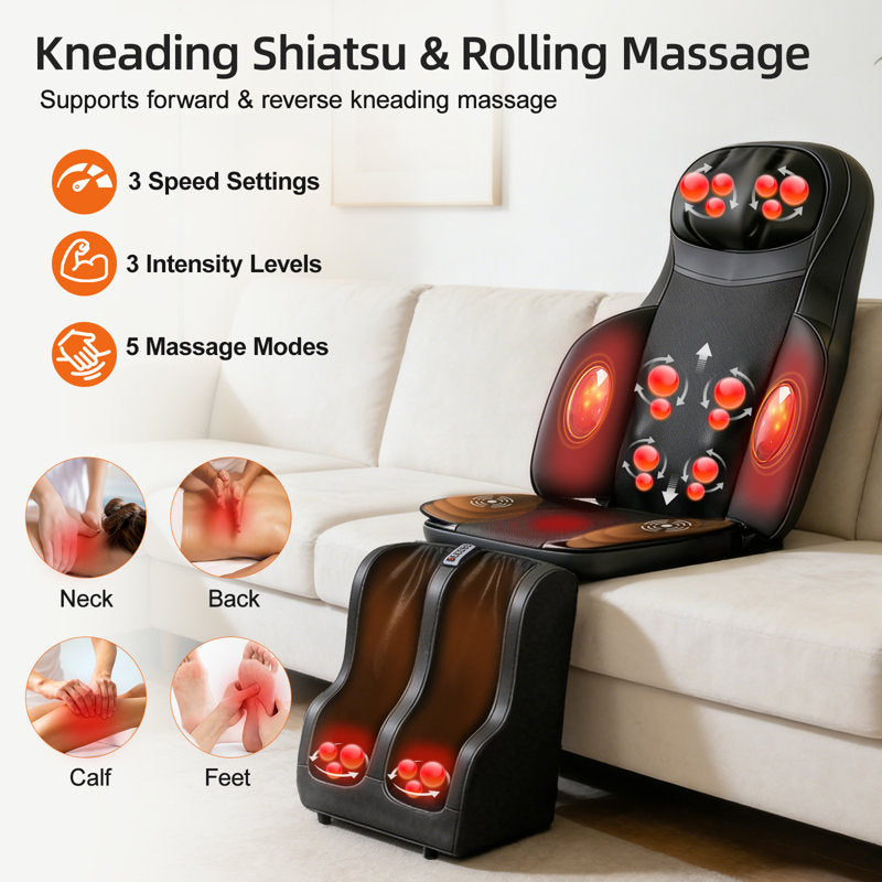 Tapis de massage entièrement électrique à 3 vitesses - Soulagement apaisant pour le dos, la taille et les hanches - Parfait pour une utilisation à domicile sur les lits, les chaises et les canapés