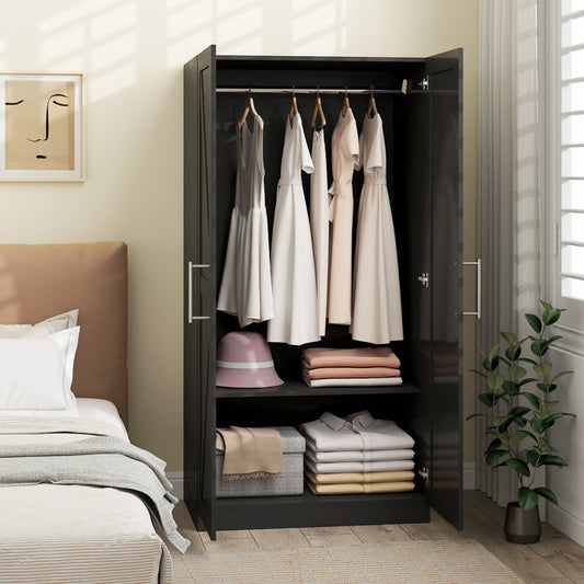 Armoire avec 2 portes de grange et armoire noire