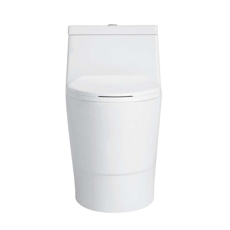 WC double chasse d'eau allongé en céramique blanche moderne avec abattant et joint en cire