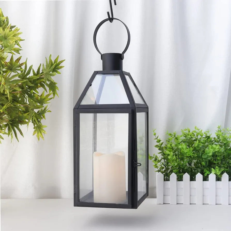 Lanterne de table en acier inoxydable de 16 pouces 
