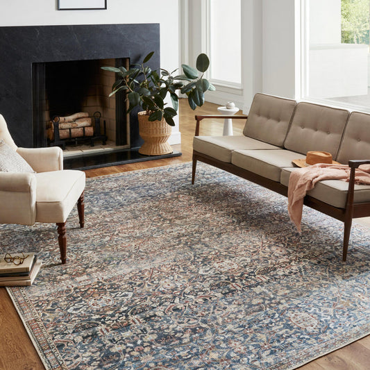 Chris Loves Julia x Loloi Jules Oriental Denim/Spice Area Rug 8'6"x 11'6"