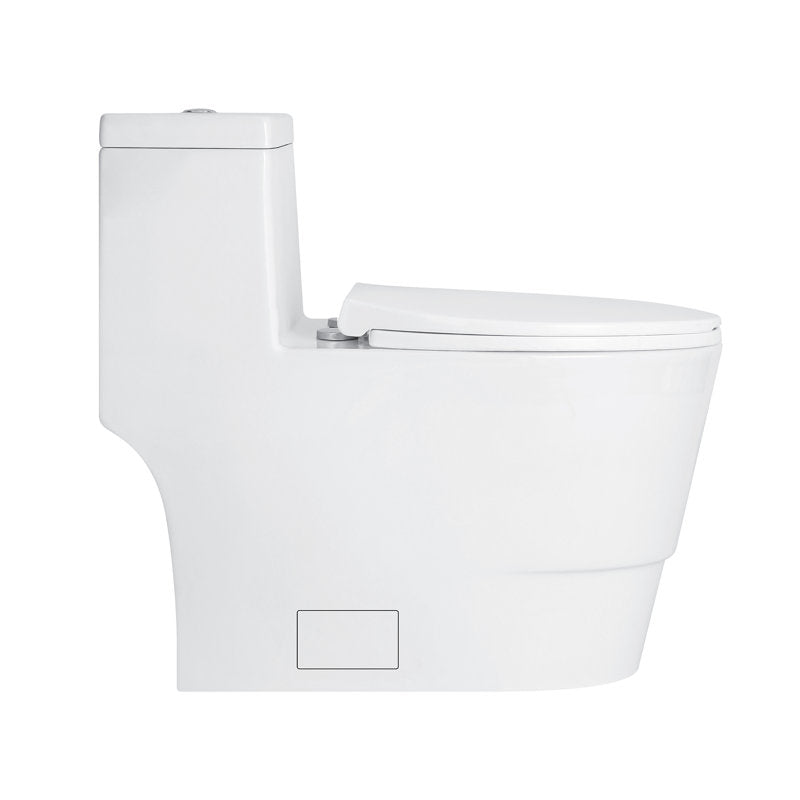 WC double chasse d'eau allongé en céramique blanche moderne avec abattant et joint en cire