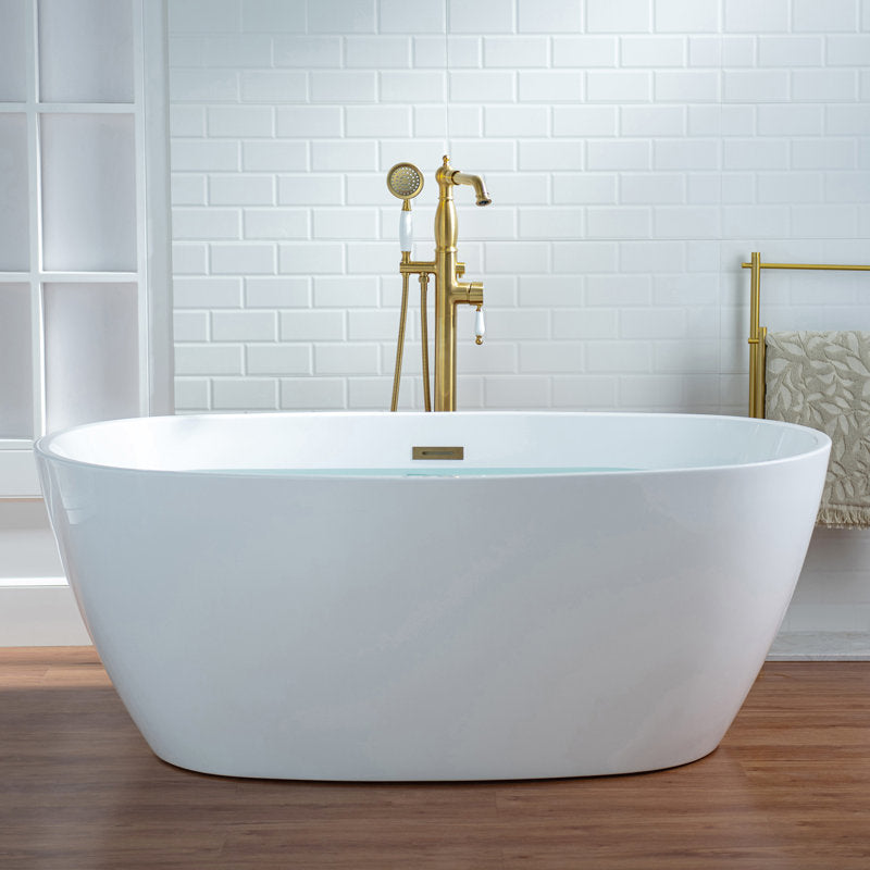 Robinet de baignoire sur pied à poignée unique (ensemble de douchette à main) OR BROSSÉ 