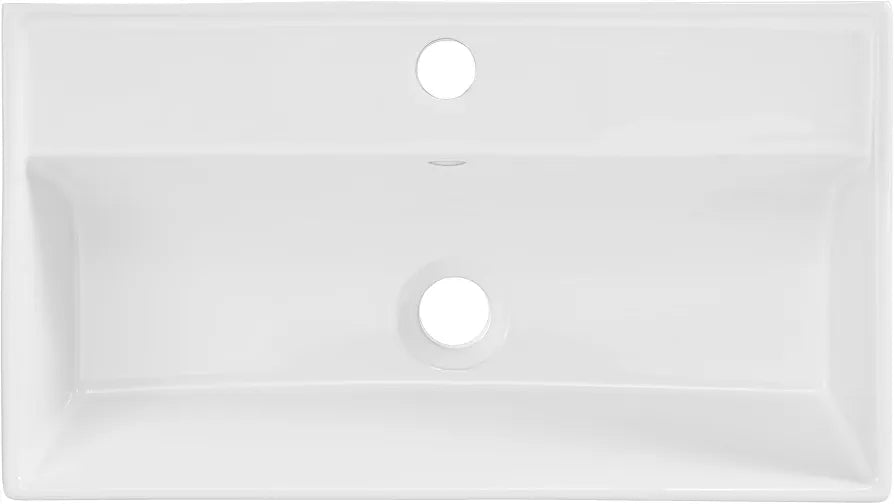 Swiss Madison Claire 22" Wall-Mount Bathroom Sink with Integrated Towel Bar, Rectangular Ceramic Basin, Space-Saving Modern Design, Single Faucet Hole, Glossy White with Brushed Gold
