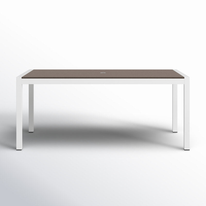 Table de salle à manger Aynura en plastique pour 6 personnes, utilisable en intérieur et en extérieur, grise et blanche. 