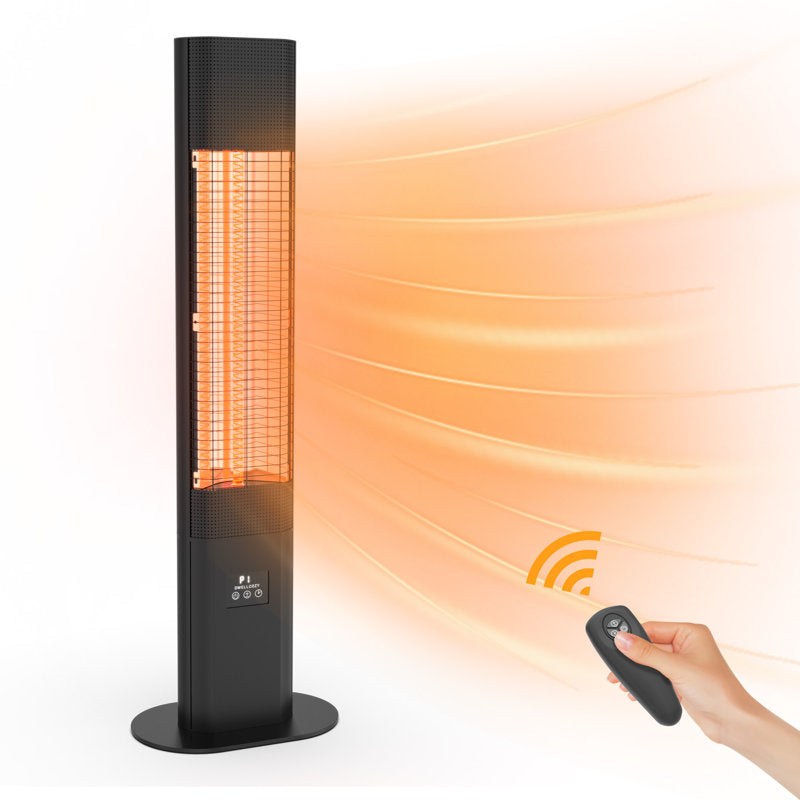 1500W electric patio heater with remote control, 5 power settings, 24-hour timer