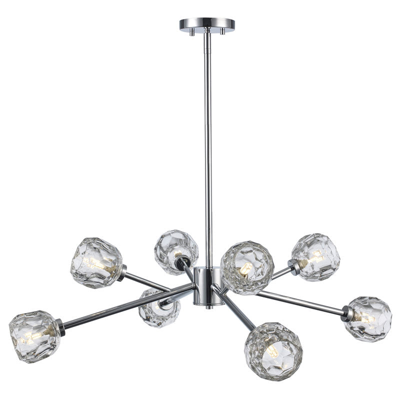 Lustre moderne Quaseem à 8 lumières, finition chrome poli