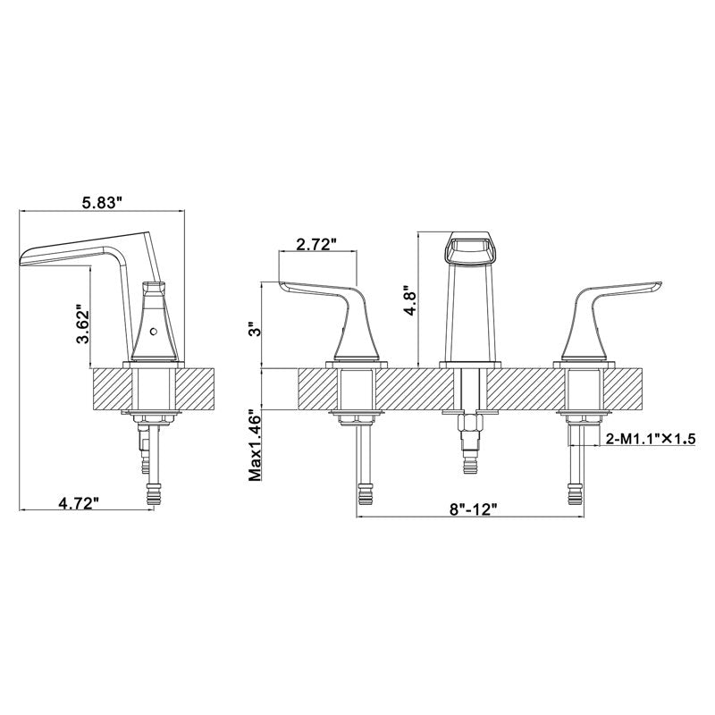 Wide-center bathroom faucet with waste fitting 1914-BG