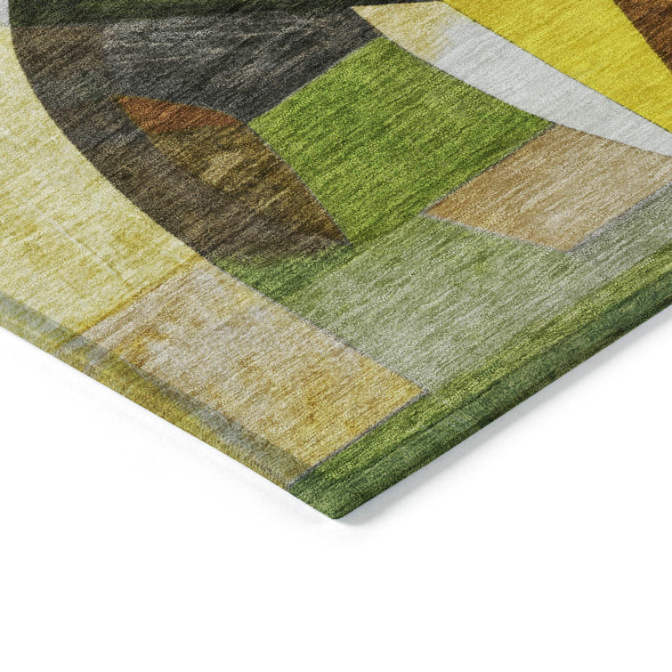 Tapis vert Xhevrie lavable en machine pour intérieur/extérieur 8x10