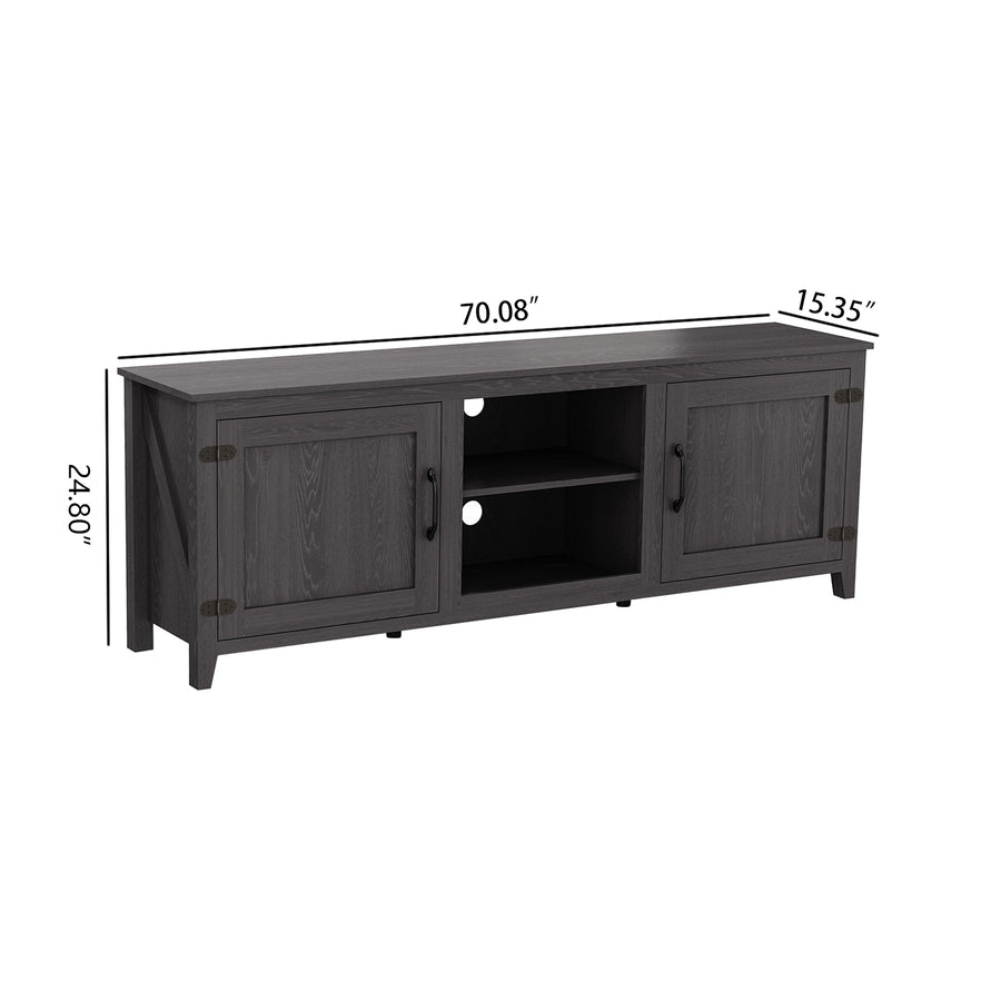 Montel 70'' W Storage Credenza TV Stand Storage Media Console Entertainment Center,Tradition Black,With Doors