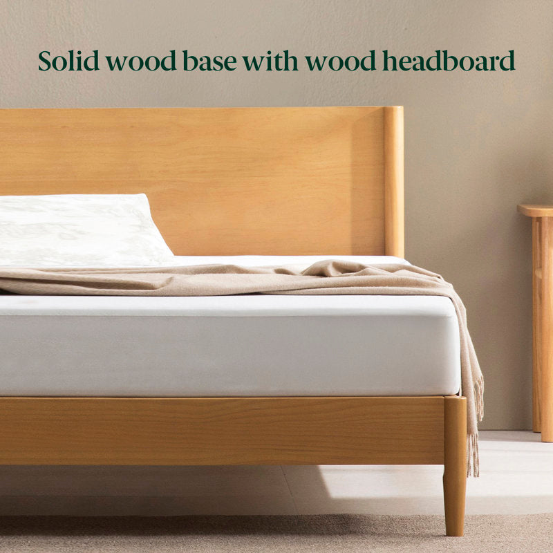Lit plateforme Whitman, profil bas, style moderne du milieu du siècle, couleur bois brun, taille standard 