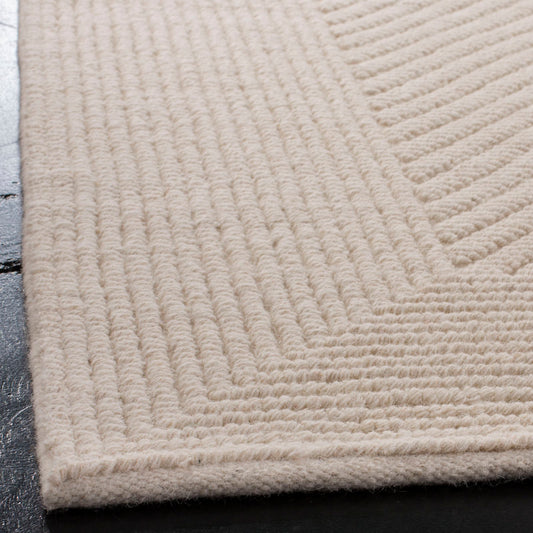 Brookneal hand-woven flat-woven ivory wool and cotton rug 9x12