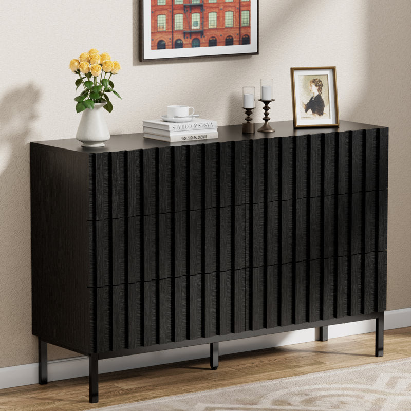 Commode double Endress à 6 tiroirs, 110 cm de largeur (NOIR) 