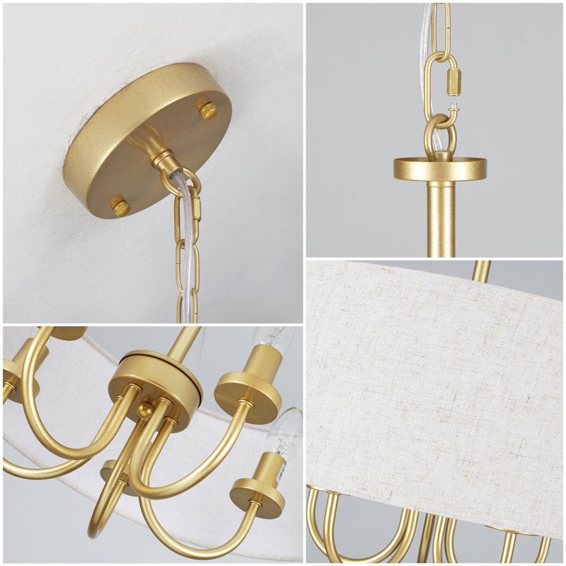Gula 5 - Lustre tambour à intensité variable, or et beige