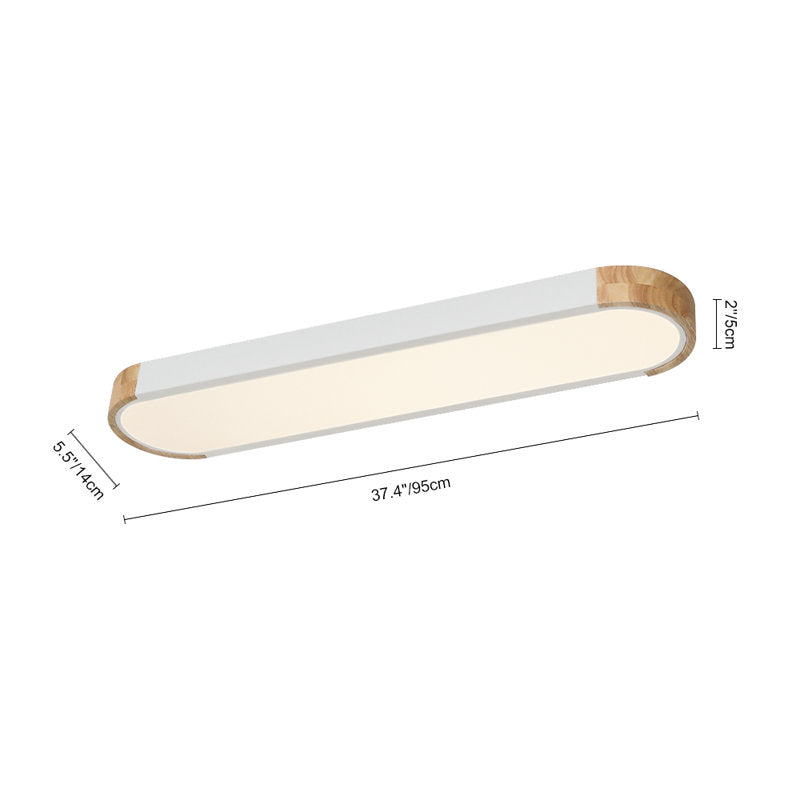 Nouria 1 - Light 37.4'' Simple Rectangle LED Flush Mount (White and Oak)