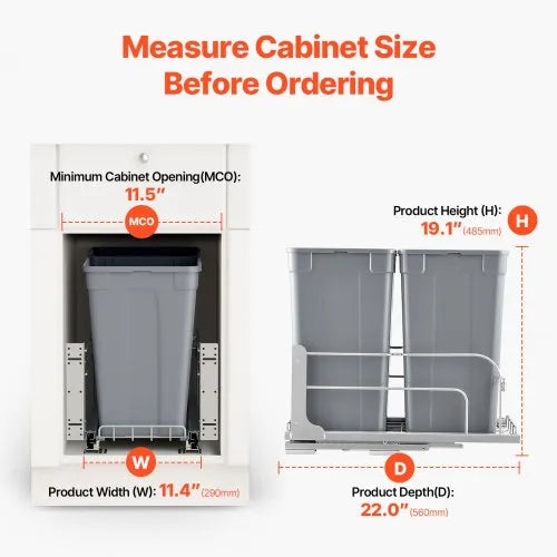 Poubelle de cuisine coulissante double de 27 QT x 2