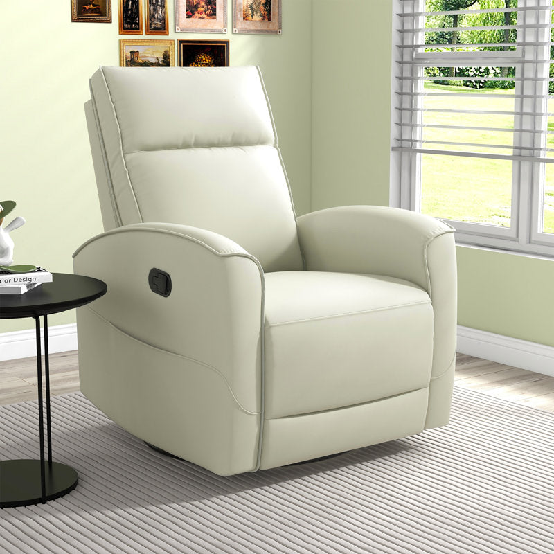 Modern 30.7" wide manual reclining and swivel chair in soft vegan leather