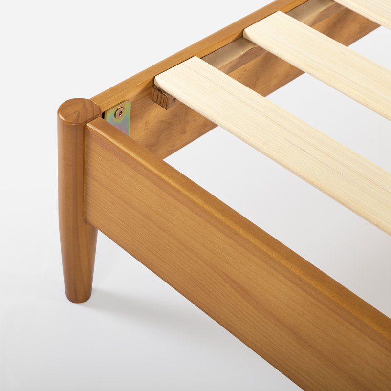 Lit plateforme Whitman, profil bas, style moderne du milieu du siècle, couleur bois brun, taille standard 