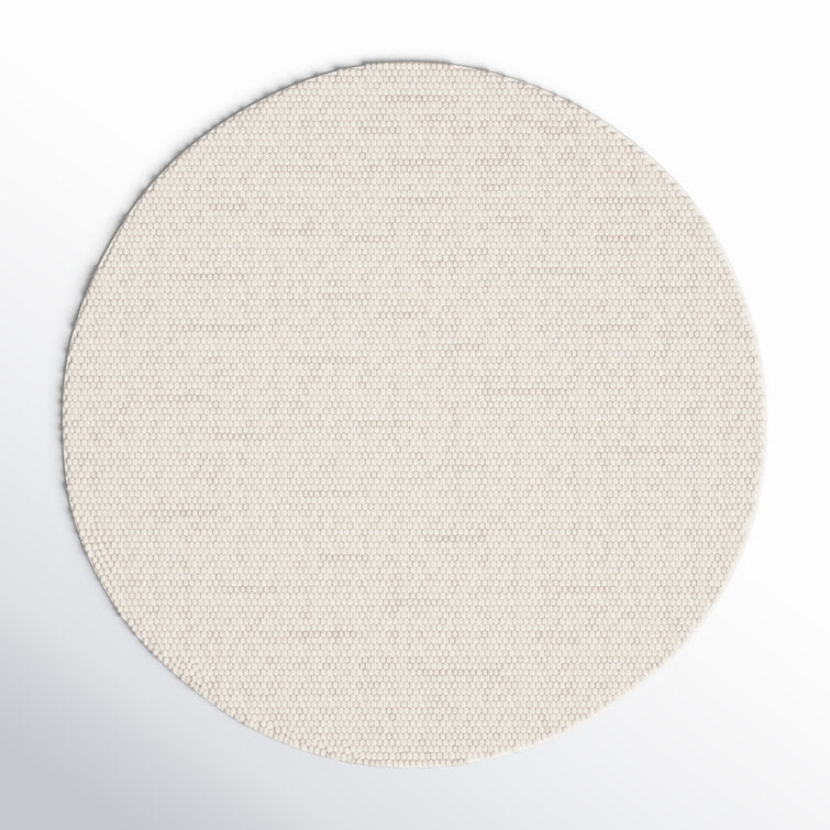 Tapis Elle fait main ivoire, rond de 3 m 