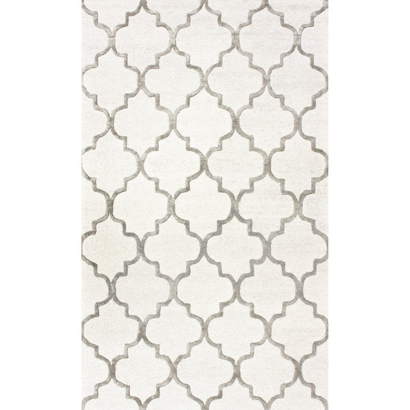 Tapis tufté main ivoire à motif géométrique Noirmont 152 x 244 cm