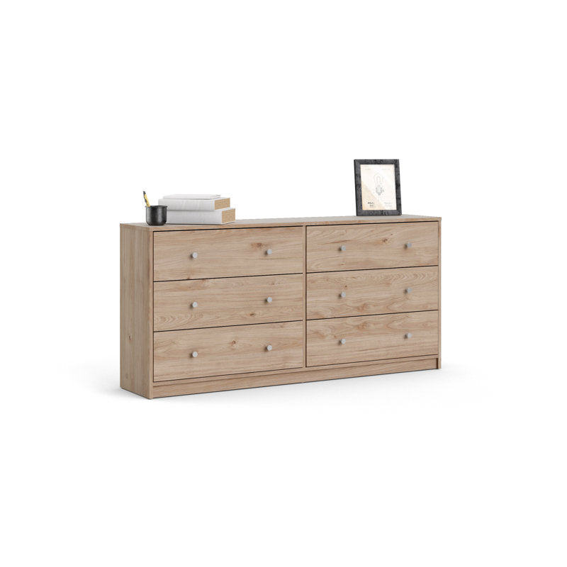 Commode double Clanton à 6 tiroirs, 143 cm de largeur (Jackson Hickory)
