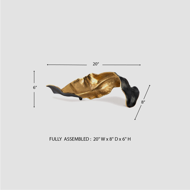 Sculpture de table en forme de feuille