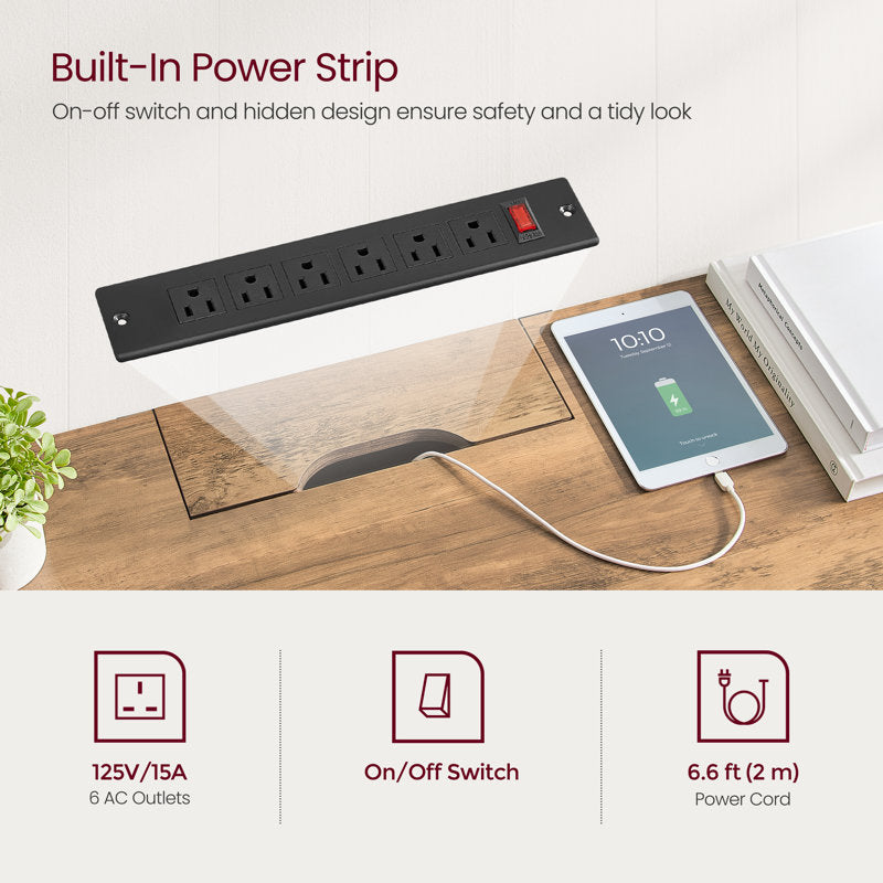 Meuble TV Cesilee pour téléviseurs jusqu'à 75 pouces avec 2 portes coulissantes de style grange et station de recharge intégrée 