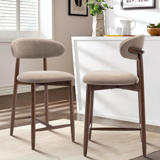 Vannie Upholstered Counter Stool with Solid Wood Frame (Set of 2)