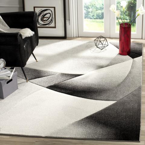 Courtyard indoor outdoor rug black grey 8'x10'