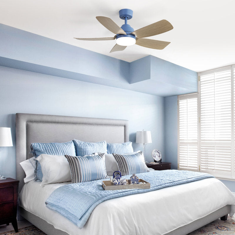 Rita 42" 5-Blade Modern Dark BlueThree-Color Dimmable Ceiling Fan Light with Remote Control