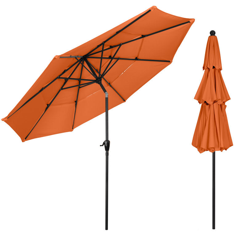 Parasol de marché Bettine 3 m (10 pi) - Pare-soleil à 3 niveaux avec inclinaison par bouton-poussoir et manivelle d'ouverture facile - Parasol d'extérieur pour terrasse, jardin ou piscine par Pure Garden