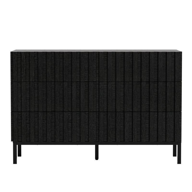 Commode double Endress à 6 tiroirs, 110 cm de largeur (NOIR) 