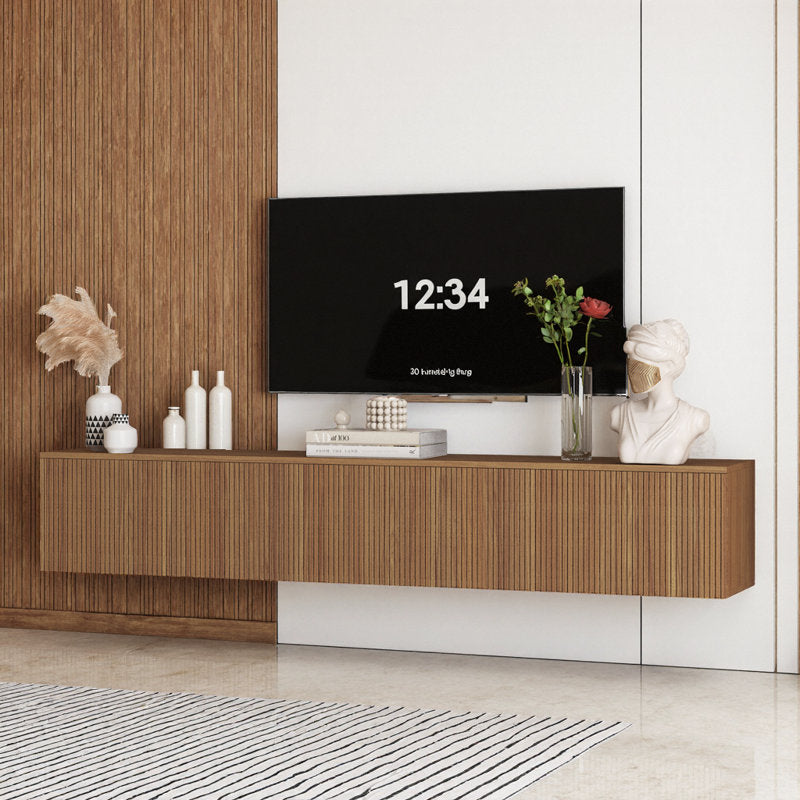 Elegant 69" Floating Black TV Stand with 16-Color LED Lights - Modern Wall-Mounted Audio-Video Unit for 55" to 65" TVs