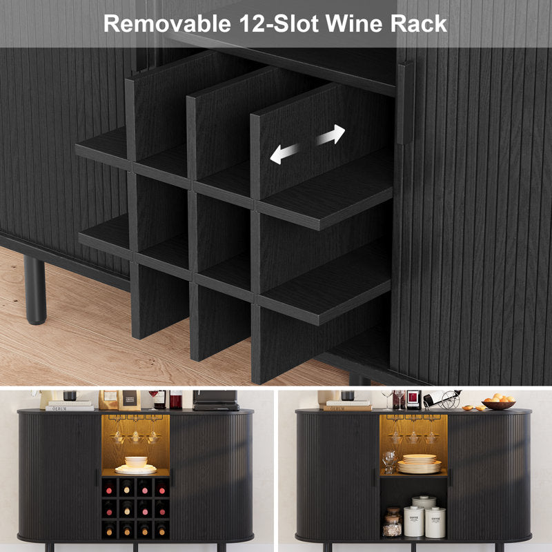 Nashlly Cabinet with LED Lights and Wine Glass Storage