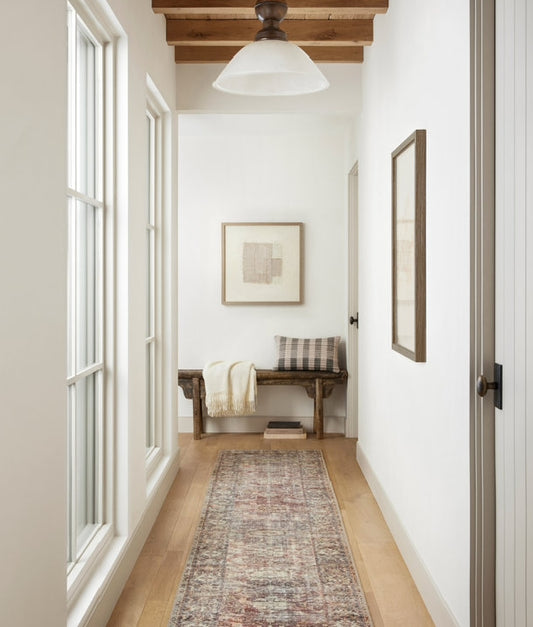 Burgundy/antique Georgia Runner Rug 2'6 x9'6