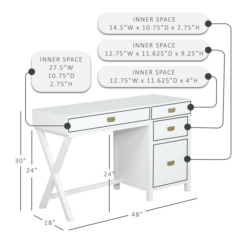 Bureau blanc avec rangement latéral