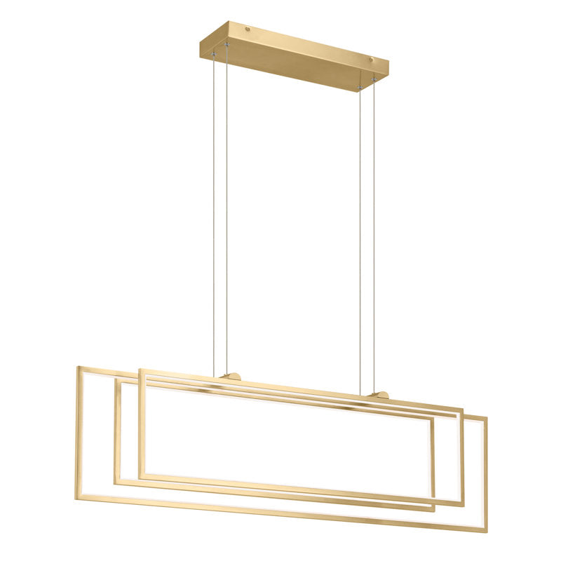 Lustre rectangulaire LED Crelin 3 lumières (doré)