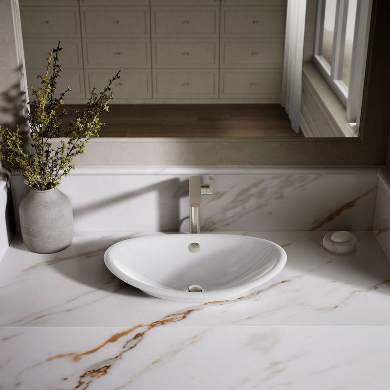 Lavabo vasque ovale en métal Iron Plains avec trop-plein, blanc 