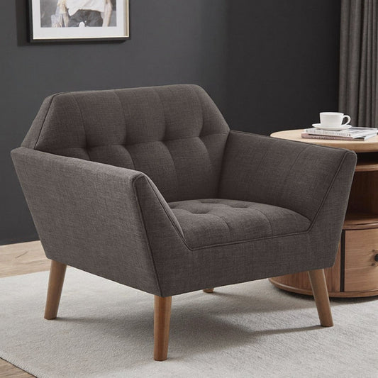 Newport 37" Wide Tufted Upholstered Armchair with Tapered Legs