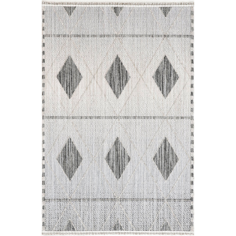 Geometric Grey White Area Rug, 6'7'' X 9'10''