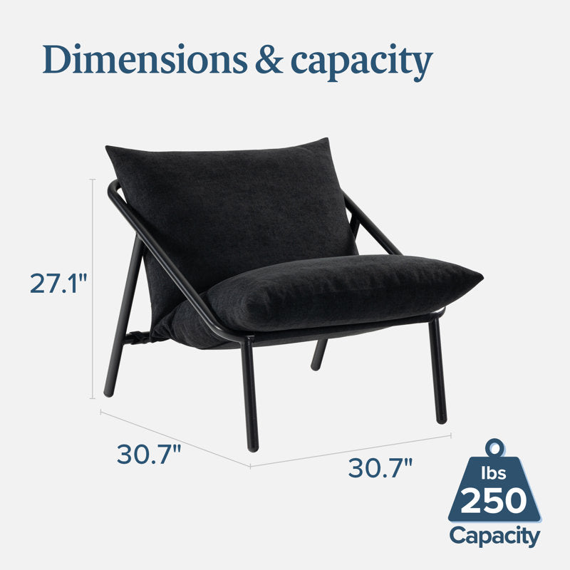 Fauteuil d'appoint Ayatt à structure métallique moderne et assise en toile