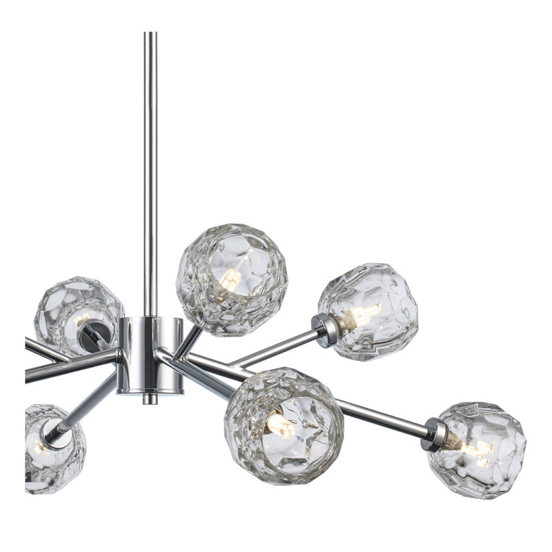 Lustre moderne Quaseem à 8 lumières, finition chrome poli