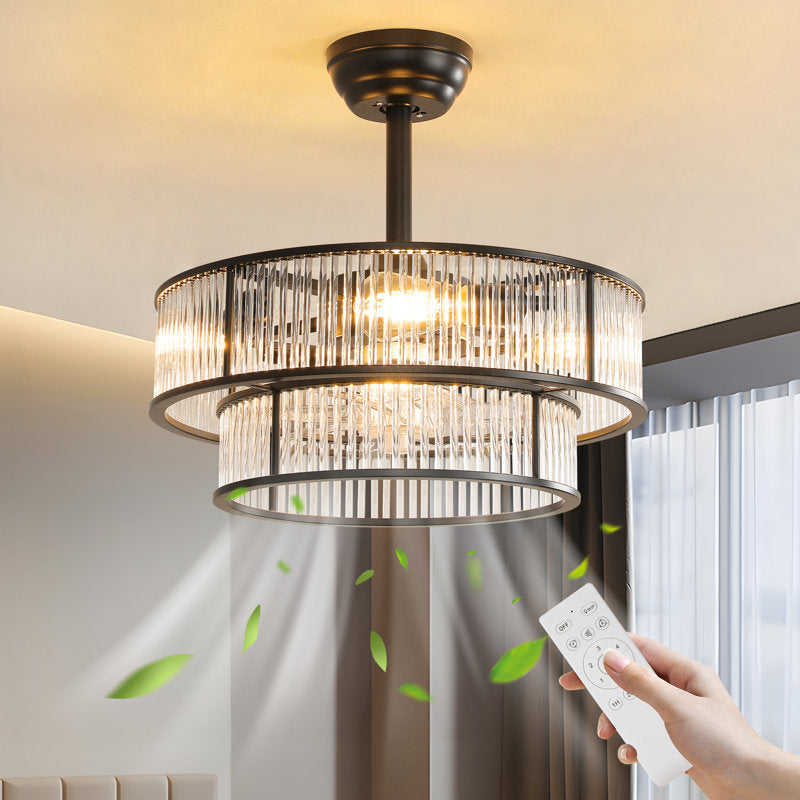 20-inch Mid-Century Crystal Chandelier Ceiling Fan with Light Kit and Remote Control Included