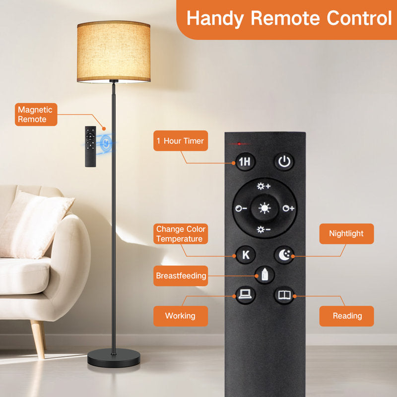 Alexxes 63'' Traditional Floor Lamp with Remote Control