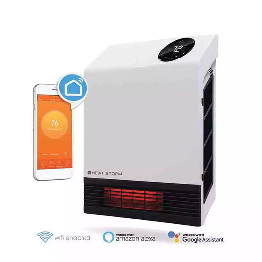 Deluxe 1,000 Watt Electric Infrared Wall Mounted Heater WHITE
